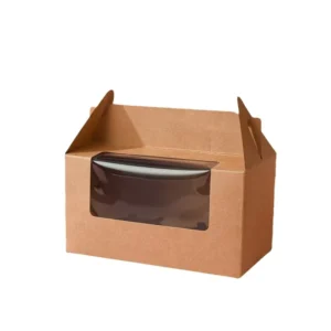 Brown Kraft Paper Rigid Food-Grade Cake Box with Embossing and Window