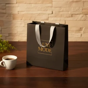 Brown Kraft Paper Shopping Bags with Cotton Rope Handles, Recycled, Custom Logo for Clothing Retail Stores