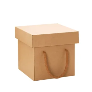 Brown Kraft Paper Square Gift Box, Portable Gift Packaging Box for Candy and Weddings