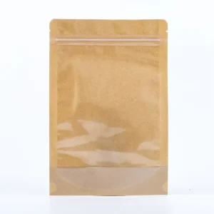 Brown Kraft Paper Stand-Up Pouch, Gravure Printed, Snack Packaging Bag