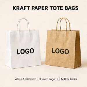 Brown Kraft Paper Takeaway Bag with Handles for Restaurant, Fast Food, Lunch, and Bread Packaging