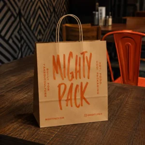 Brown Kraft Paper Takeout Bags With Twisted Handles Custom Screen Printed Food Packaging Bags for Restaurant Delivery