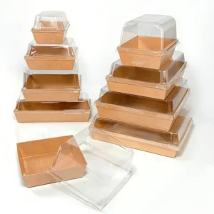 Brown Paper Charcuterie Donut Box Disposable Takeout Food Containers Bakery Boxes with Window Sushi Tray with Lid