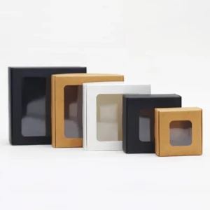 Brown Paperboard Gift Packaging Box with PVC Window, Custom Closure, Matte Lamination, and Folding Design