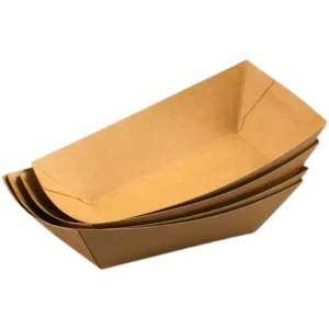 Brown White Disposable Kraft Paper Party Snack Boat Tray for Fast Food, Nachos, Tacos or BBQ