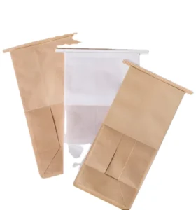 Brown White Large Tin Bag Brown Paper Bread Bag Bread with Window