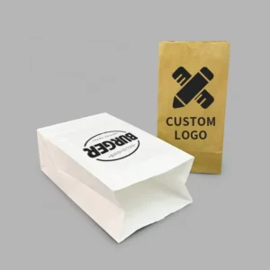 Brown White Square Bottom Recyclable Kraft Paper Grocery Lunch Bag, 2LB 4LB 6LB, SOS Take-away