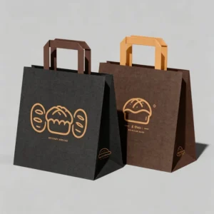 Bulk Custom Flat Rope Kraft Shopping Bag with Strong Structure, Recyclable Paper Tote for Footwear and Garments