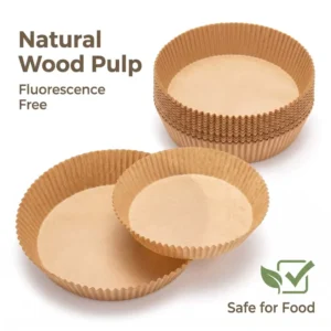 Bulk Supply Food Contact Safe Round Air Fryer Liners Silicone Coated Paper 8 Inch 120 Pcs for Pizza Bread Food Frying