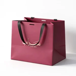 Burgundy Grocery Shopping Paper Bags with Sturdy Handles Custom Logo Printed Design for Retail Boutiques and Gifts