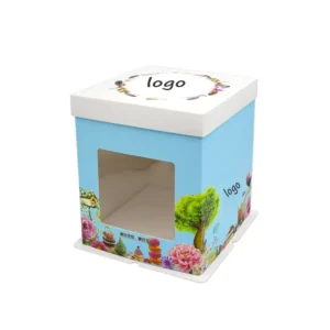 Cake Box with Lid and PVC Window Paper Cardboard Bakery Packaging