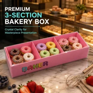 Cake Packaging Box with Paper Base and Clear PET Lid