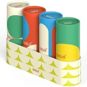 Car Round Tissue Box and Cup Holder, Cylinder Tube, 2-Ply Facial Tissues, 4 Canisters
