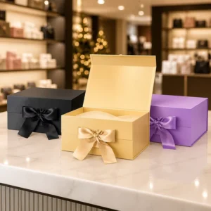Cardboard Gift Box Luxury Box With Changeable Ribbon and Magnetic Closure Folding Big Gift Boxes Set