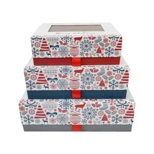 Cardboard Magnetic Keepsake Storage Box with Window, Foldable Christmas Gift Box