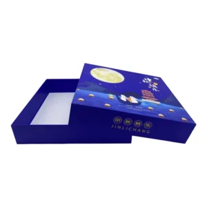 Cardboard Mooncake Box with Transparent Cover for Cupcakes and Desserts