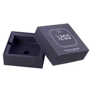 Cardboard Paper Box Packaging for Electronic Clock with Sponge Lining and Matte Lamination