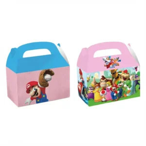 Cartoon Theme Party Candy Cookie Gift Boxes with Handle, Recycled Paperboard, and Varnished Finish