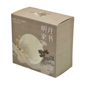 Cavity Mooncake Gift Paper Box with Custom Printing, Silver Foil Logo, Foldable Cookie Packaging