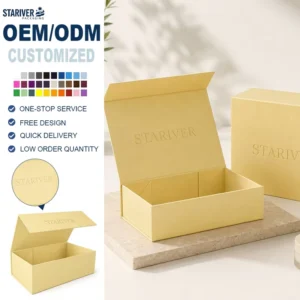 Champagne Gold Foldable Magnetic Rigid Cardboard Gift Box for Cosmetics and Jewelry