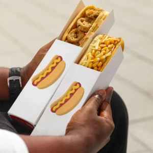 Cheese, Shredded Cheese and Hot Dog Sticks Takeout Packaging Box for Crispy Grilled Sausage and Egg-Wrapped Foods