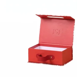 Cherry Red Suitcase-Style Gift Box with Gold Rivet Handle for Wedding Favors and Bridesmaid Gifts