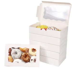 China Custom Foldable Pastry Boxes with Window Eco-friendly Recycled Paperboard Sushi Cake Dessert Packaging Box