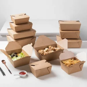 China Disposable Lunch Packaging Kraft Paper Takeaway Food Paper Box