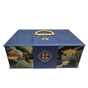 Chinese Style Ancient Festival Market Scene Printed Rigid Paper Mooncake Gift Packing Box