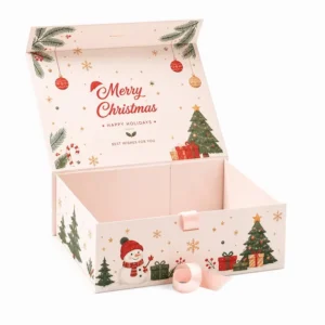 Christmas Gift Box with Handle Magnetic Foldable Rigid Paper Packaging for Holiday Gifting