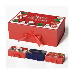 Christmas Kraft Paper Foldable Gift Box with Magnetic Closure, Recycled Material, Custom Logo
