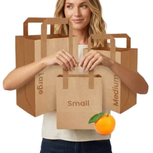 Classic Custom Eco friendly Large Brown Kraft Paper Bags with Flat Handles Recyclable Takeaway Shopping Packaging for Promotion