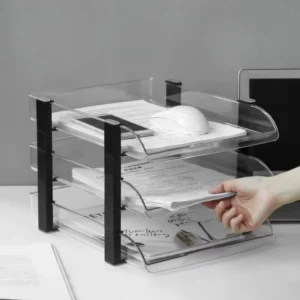 Clear Acrylic Modular Paper Tray, Detachable, Easy to Clean, for Files and Folders
