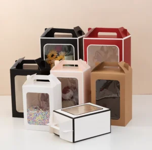 Clear Window Gable Cardboard Kraft Paper Box for Party Favors and Gifts