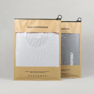 Clear Window Kraft Paper Packing Custom Logo Printing Clothing T shirt Packaging Recyclable Plastic Resealable Zipper Bag