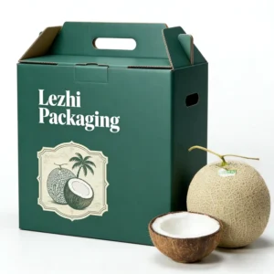Coconut and Hami Melon Fruit Gift Packaging Paper Box with Handle