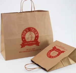 Coffee Cup Lunch Customize Logo Multi Layer with Handle Restaurant Catering Takeaway Tote Take Out Brown Kraft Paper Bag