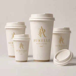 Coffee Paper Cup Double Wall Custom Printed Paper Cups with Logo Disposable Cup with Lid for Hot Drinks 8oz 12 Oz Compostable