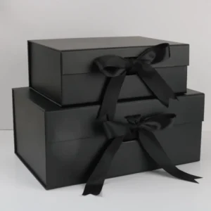 Collapsible Paper Gift Boxes with Ribbon and Magnetic Closure for Presents