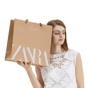 Color-Printed Paper Bags with Ribbon Handles, Multifunctional, Strong, Eco-Friendly