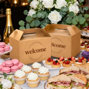 Colorful Bakery Cookie Packaging Box Factory Custom Food Grade Foldable Macaron Packaging Box with Portable Handle