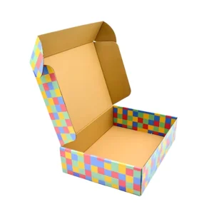 Kleurrijke Golfkarton Verzending Doos Offset Geprinte Handgemaakte Cadeaubox met Auto-Lock Bodem en Logo