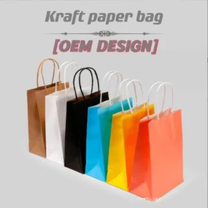 Colorful Kraft Paper Handle Bags for Clothing, Shoes, and Grocery Shopping