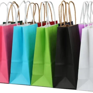 Colorful Kraft Paper Shopping Bags for Commercial Packaging