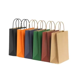 Colorful Kraft Paper Shopping Gift Bags with Paper Handles