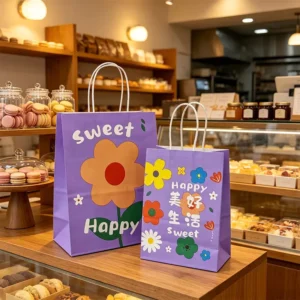 Colorful Printed Kraft Paper Party Bag Assorted Sizes Kids Birthday Holiday Celebration Small Souvenir Packing Pouch