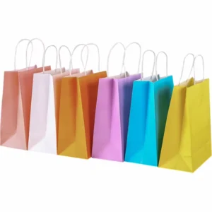 Colorful Shopping Paper Bag Kraft Paper Bag White Kraft Customized Design Paper Bag Packaging Commercial Use