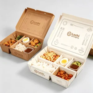 Compartment Kraft Paper Food Box, Food-Grade Disposable Takeaway Catering Container