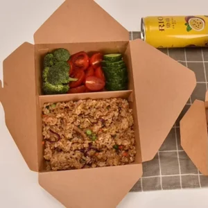 Compartment Recyclable Disposable Paper Lunch Box with Handle for Salad and Sandwich