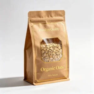 Compostable Flat-Bottom Kraft Paper Spices and Snacks Pouch with Clear Window, Biodegradable Barrier for Dry Food Storage